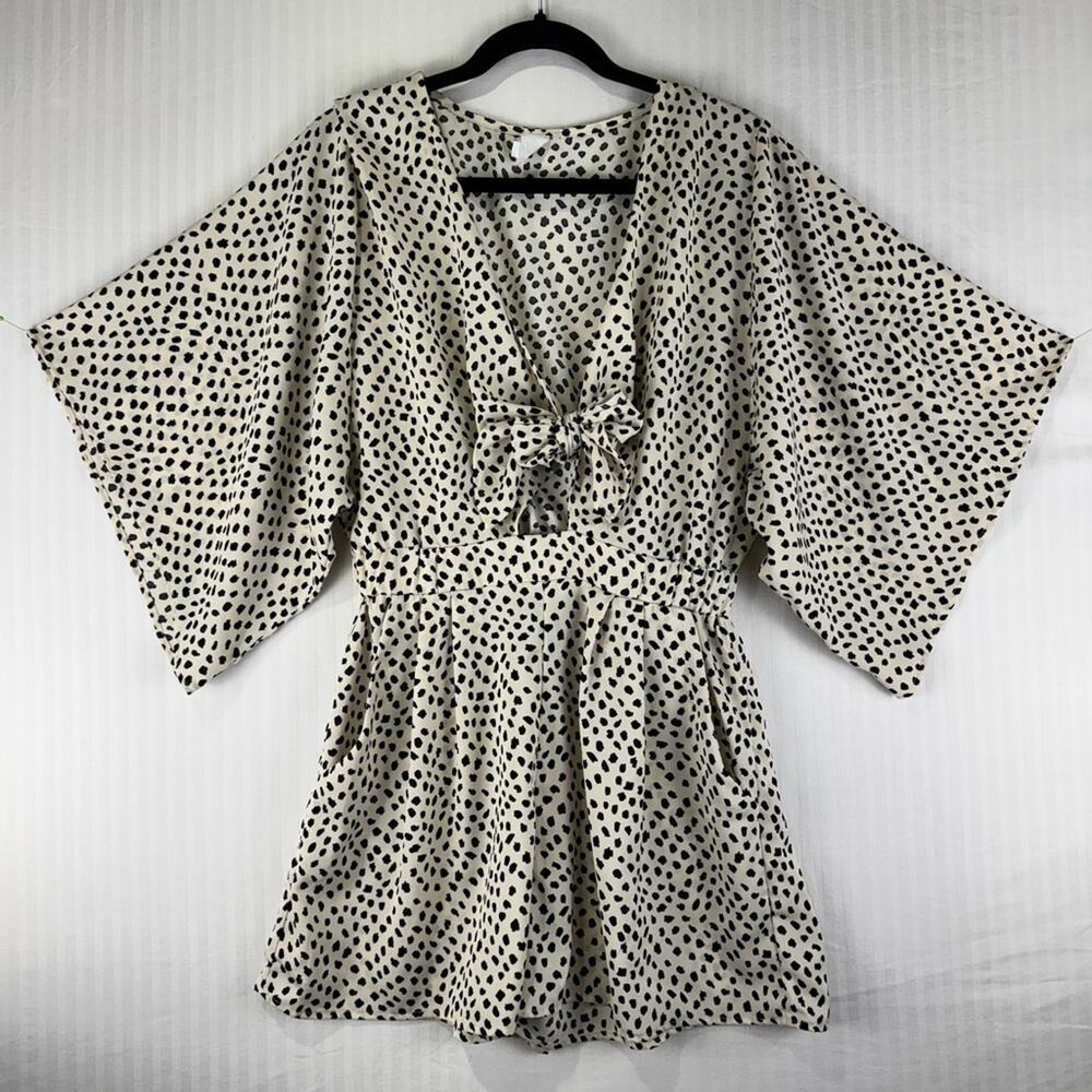 Vice Flawless Tie Front Romper Short Wide-Leg V-Neck Jumpsuit Women’s Size Small